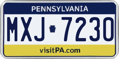 PA license plate MXJ7230