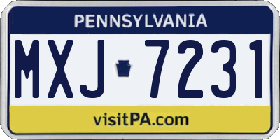PA license plate MXJ7231