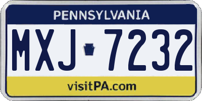 PA license plate MXJ7232