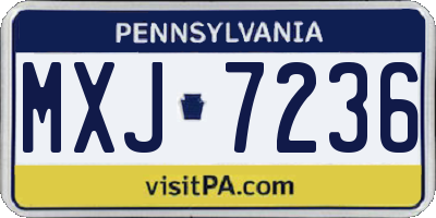 PA license plate MXJ7236