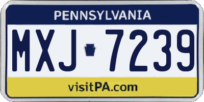 PA license plate MXJ7239