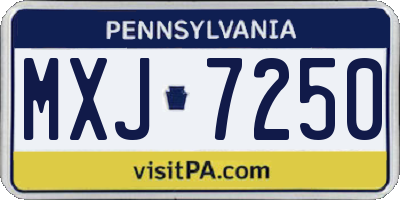 PA license plate MXJ7250