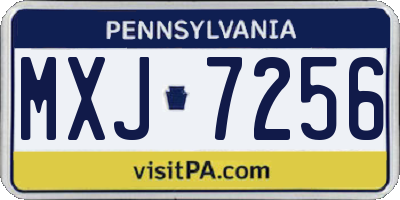 PA license plate MXJ7256