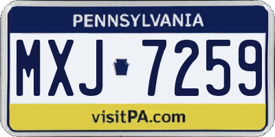 PA license plate MXJ7259