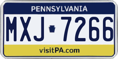 PA license plate MXJ7266