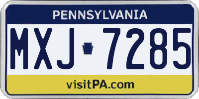 PA license plate MXJ7285
