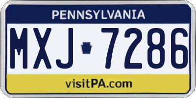 PA license plate MXJ7286