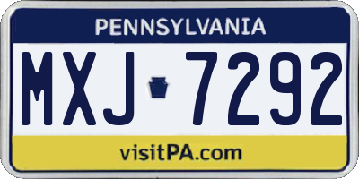 PA license plate MXJ7292