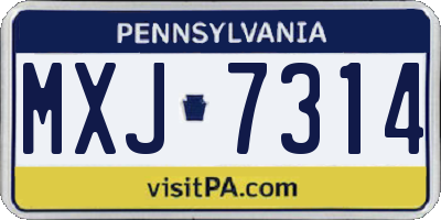 PA license plate MXJ7314
