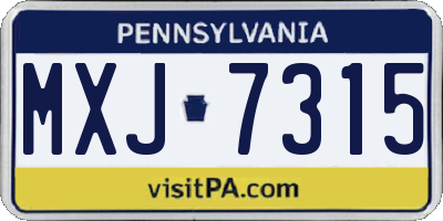 PA license plate MXJ7315