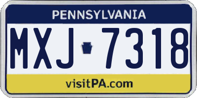PA license plate MXJ7318
