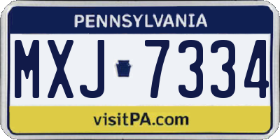 PA license plate MXJ7334