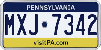 PA license plate MXJ7342