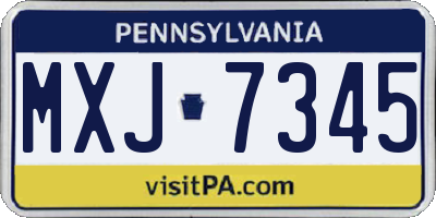 PA license plate MXJ7345