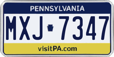 PA license plate MXJ7347