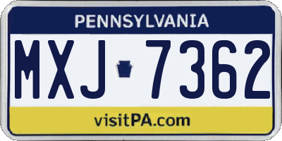 PA license plate MXJ7362