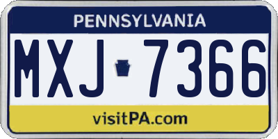 PA license plate MXJ7366