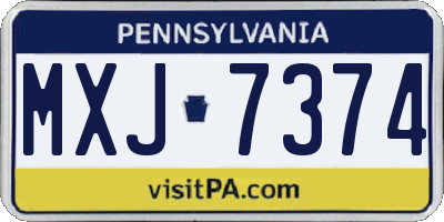 PA license plate MXJ7374