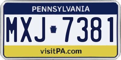 PA license plate MXJ7381