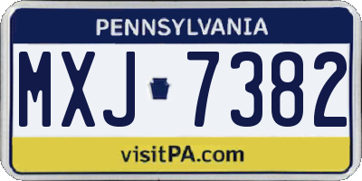 PA license plate MXJ7382