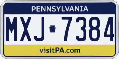 PA license plate MXJ7384