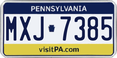 PA license plate MXJ7385
