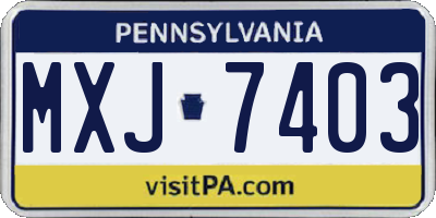 PA license plate MXJ7403