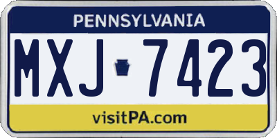PA license plate MXJ7423