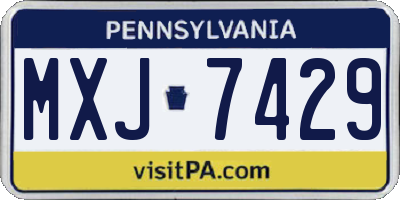 PA license plate MXJ7429