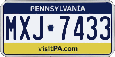 PA license plate MXJ7433