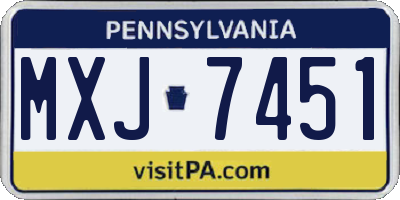 PA license plate MXJ7451