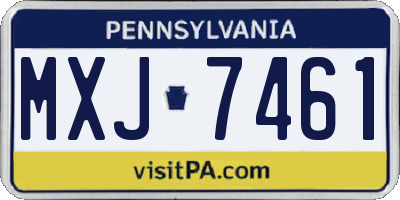 PA license plate MXJ7461