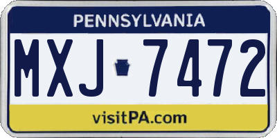 PA license plate MXJ7472