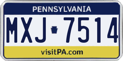 PA license plate MXJ7514