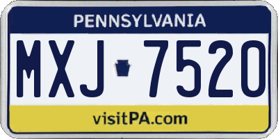 PA license plate MXJ7520