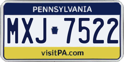 PA license plate MXJ7522
