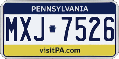 PA license plate MXJ7526