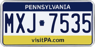 PA license plate MXJ7535