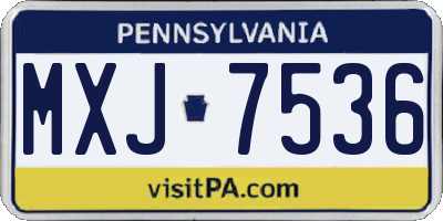 PA license plate MXJ7536