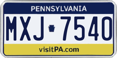 PA license plate MXJ7540