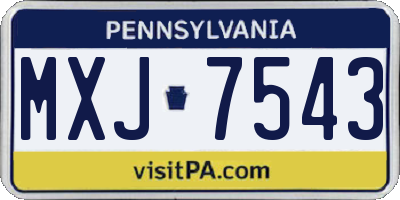 PA license plate MXJ7543