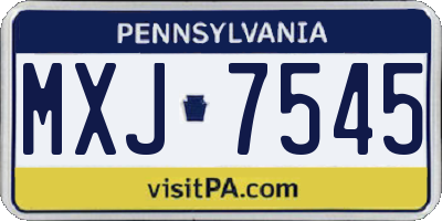 PA license plate MXJ7545