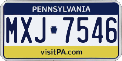 PA license plate MXJ7546