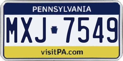 PA license plate MXJ7549
