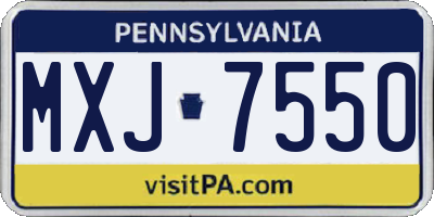 PA license plate MXJ7550