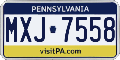 PA license plate MXJ7558