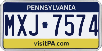 PA license plate MXJ7574