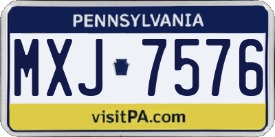 PA license plate MXJ7576