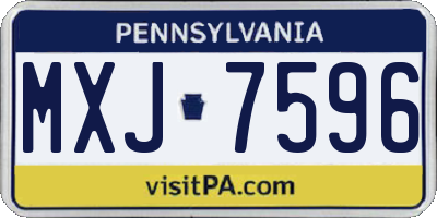 PA license plate MXJ7596