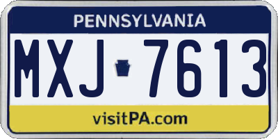 PA license plate MXJ7613